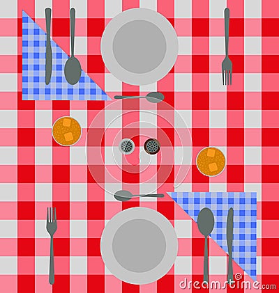 Abstract checkered dinner setting Vector Illustration