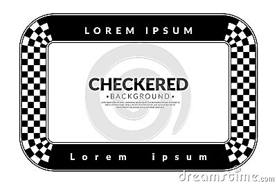 Abstract checkered round frame. Racing concept. Race flag logo. Chess pattern on white background. Border template Vector Illustration