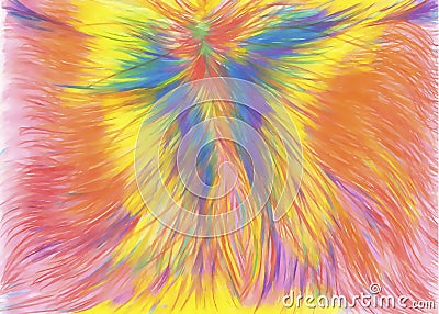 Abstract cheerful rainbow painting, phoenix, riot of flowers, rainbow, fantastic colors Vector Illustration