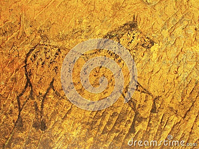 Abstract children art in sandstone cave. Stock Photo