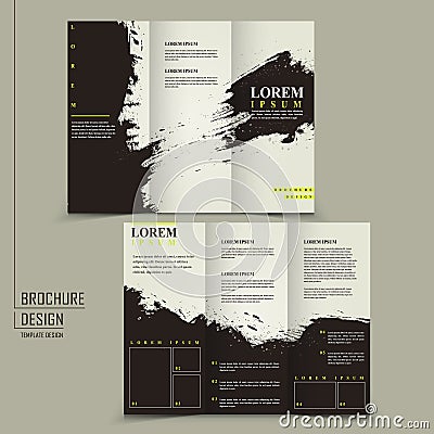 Abstract Chinese calligraphy design for tri-fold brochure Vector Illustration