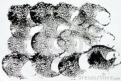 Abstract Chinese ink background. Black paint stroke texture on w Stock Photo