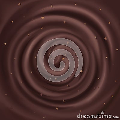 Abstract chocolate swirl with nuts vector background. Vector Illustration