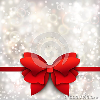 Abstract Christmas background with red bow Stock Photo