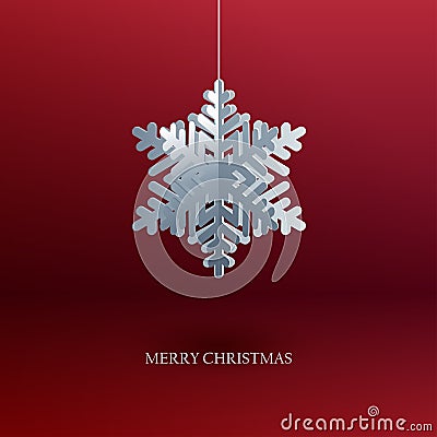 Abstract Christmas background with volumetric paper snowflake Vector Illustration