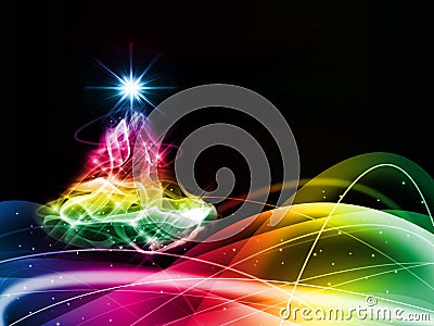 Abstract christmas colorful tree on black backgro Stock Photo