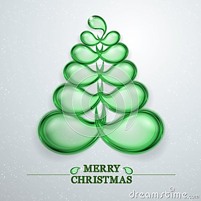 Abstract Christmas tree. Glass and lightened Christmas tree. Merry Christmas stylish 3D green tree vector. Vector Illustration
