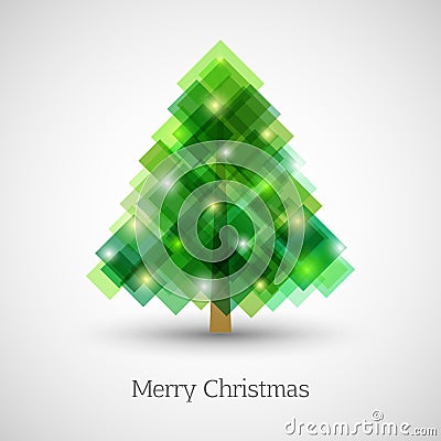 Abstract christmas tree made of green squares Vector Illustration