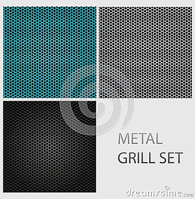 Abstract chrome iron metal texture set Vector Illustration