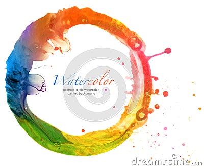 Abstract circle acrylic and watercolor background. Stock Photo