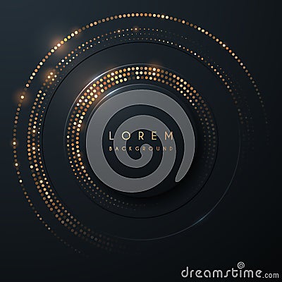 Abstract circle black and gold luxury background Stock Photo