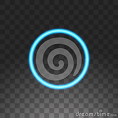 Abstract circle blue neon frame, vector illustration, isolated on transparent background Vector Illustration