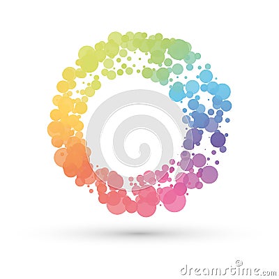 Abstract circle created by rainbow dots Vector Illustration