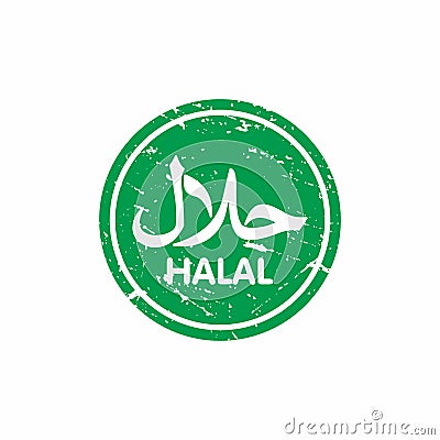 Abstract Circle Green Grungy Halal Food Rubber Stamps Sign Illustration Vector Vector Illustration
