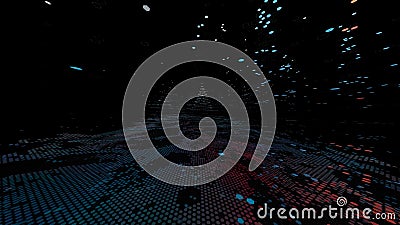 Abstract circle pillars particle element on black background. 3D modern backdrop Stock Photo