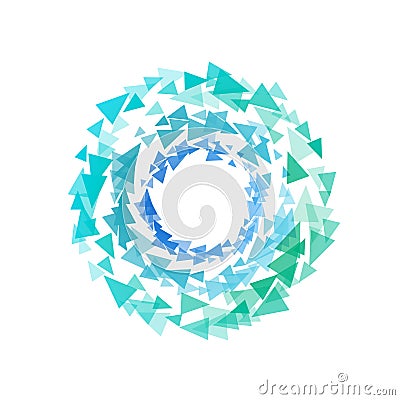 Abstract circle shape by triangles. Polygonal tornado logo on white background Stock Photo