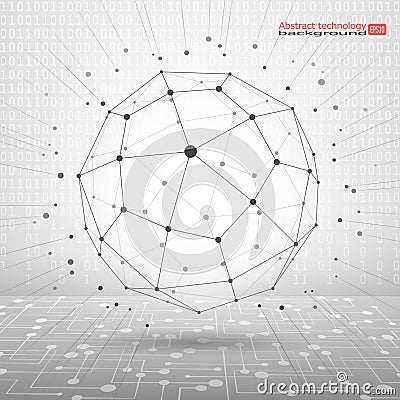 Technological abstract background with connecting dots and lines. Vector Illustration