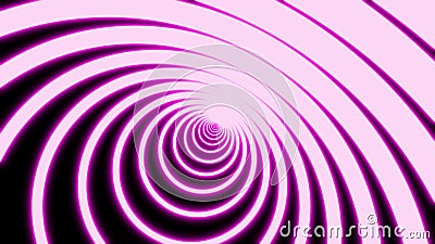 Abstract circle tunnel composed of bright lime-yellow neon light lines. Black background futuristic neon tunnel. 3d Stock Photo