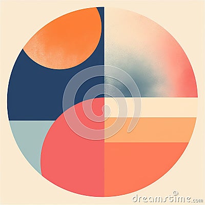Abstract Circle: Vintage Minimalism With Contrasting Shadows And Soft Forms Cartoon Illustration