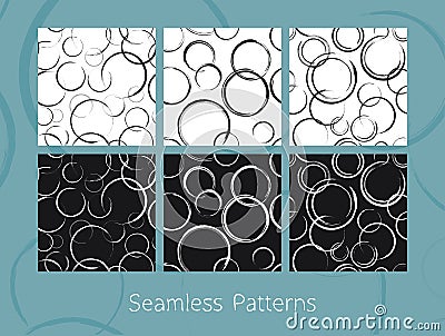 Abstract Circles Seamless Patterns Set Vector Illustration