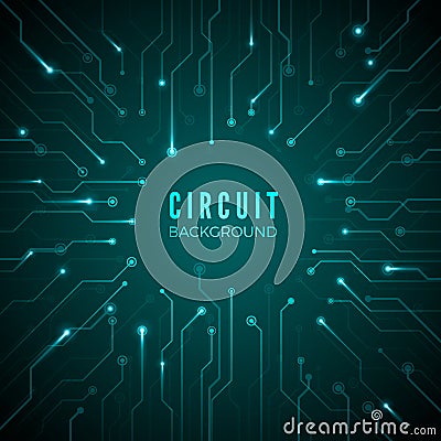 Abstract circuit background. Technological banner. design of microprocessor system. hardware motherboard pattern. Vector Vector Illustration