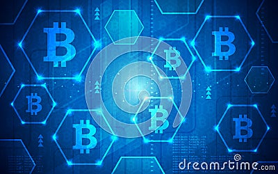 Ultra HD Bitcoin Technology Background Illustration Wallpaper Vector Illustration