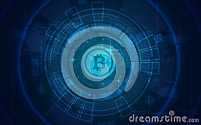 Ultra HD Bitcoin Technology Background Illustration Wallpaper Vector Illustration