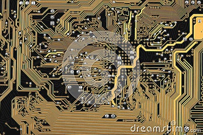 Abstract circuit board dark background Stock Photo