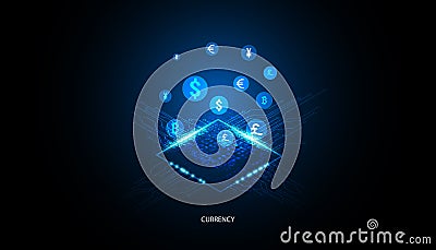 Abstract Circuit Board Electronics Concept Currency exchange Circuit connection, modern system, Vector Illustration