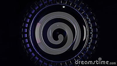 Abstract circular background loop of steel and light for motion graphic. Animation rotation of radial steel. Abstract Stock Photo