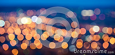 Abstract circular bokeh background, city lights in the twilight Stock Photo
