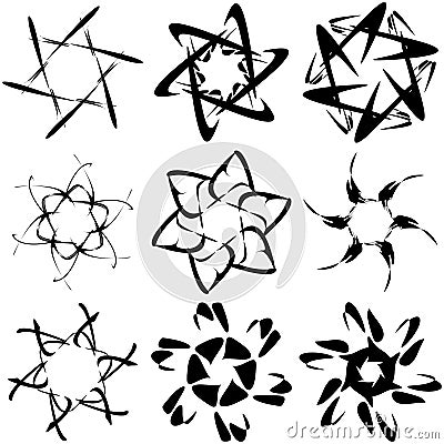 Abstract circular drawing. Amorphous, nonfigurative artistic element, shape. Swirl, twirl, whorl, vortex motif and mandala Vector Illustration