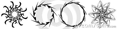 Abstract circular drawing. Amorphous, nonfigurative artistic element, shape. Swirl, twirl, whorl, vortex motif and mandala Vector Illustration