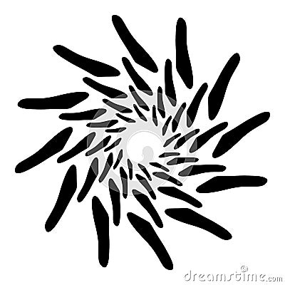Abstract circular drawing. Amorphous, nonfigurative artistic element, shape. Swirl, twirl, whorl, vortex motif and mandala Vector Illustration