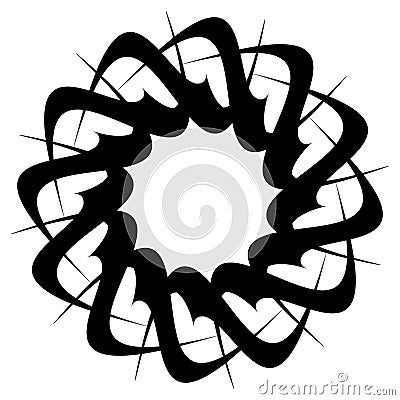 Abstract circular drawing. Amorphous, nonfigurative artistic element, shape. Swirl, twirl, whorl, vortex motif and mandala Vector Illustration