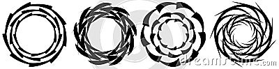 Abstract circular drawing. Amorphous, nonfigurative artistic element, shape. Swirl, twirl, whorl, vortex motif and mandala Vector Illustration