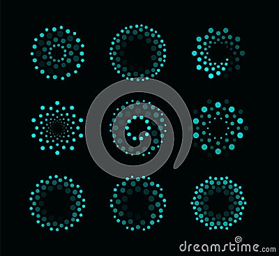 Abstract circular loading process indicators vector illustrations set Vector Illustration