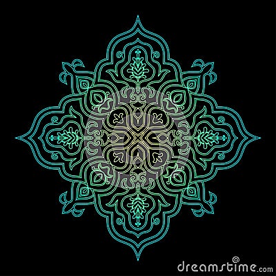 Symmetric mandala future colorful gradient Vector Illustration