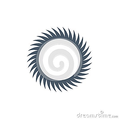Abstract circular sun tattoo, sharp rays. Stock vector illustration isolated on white background Vector Illustration