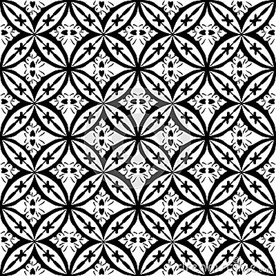 Black and white floral Abstract Geometric Seamless Vector Print Pattern Stock Photo