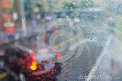 Abstract city background rain drops Stock Photo