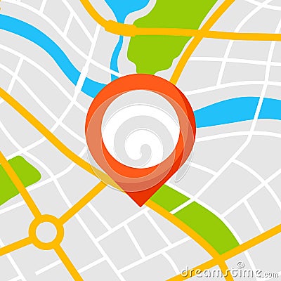 Abstract city map background with marker. Vector Illustration