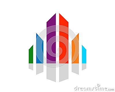 Abstract City Scape Colorful Diversity Symbol Graphic Logo Design Vector Illustration