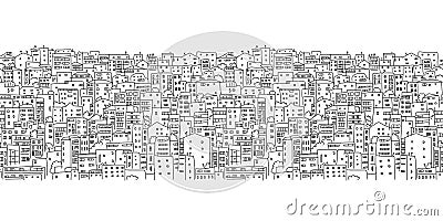 Abstract cityscape background, seamless pattern Vector Illustration