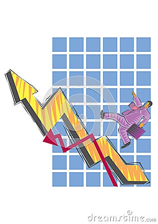 Abstract Clipart of Businessman climbs up the chart Vector Illustration