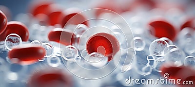 Abstract close up of blood cells in blurred background with copy space for text placement Stock Photo