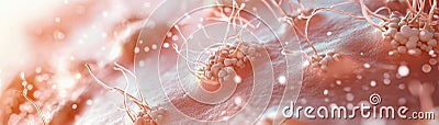 Abstract close-up of cellular structures, showcasing intricate details and soft pastel colors, ideal for science-related visuals Stock Photo