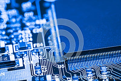 Close up of Circuits Electronic on Mainboard Technology computer background logic board,cpu motherboard,Main board,sys Stock Photo