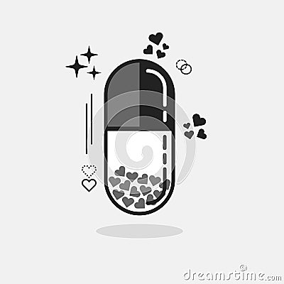 Abstract close up of conceptual heart vertical capsule Vector Illustration