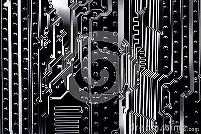 Abstract close up of Electronic Circuits in Technology on Mainboard computer background Stock Photo